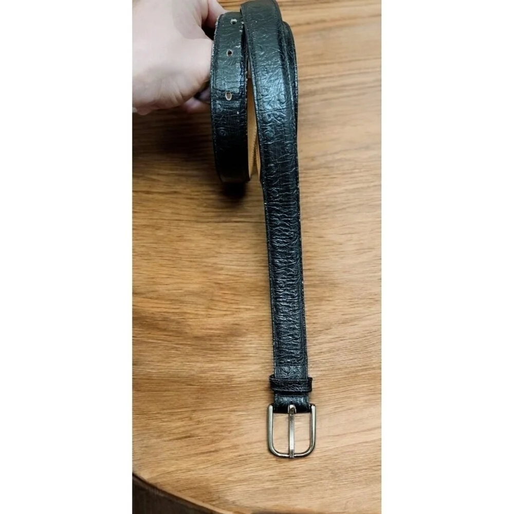 Genuine Full Quill Ostrich Black Leather Belt